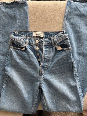Reformation Light Blue High-Rise Button-Fly Jeans